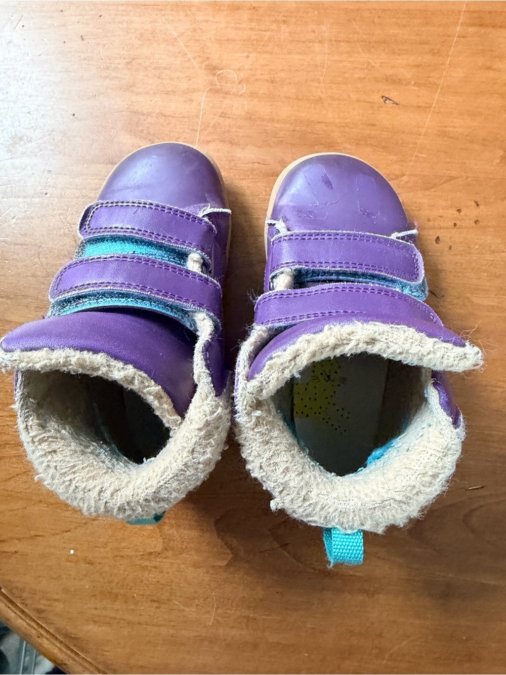 Kids Purple Fleece-Lined Velcro Rain & Snow Boots